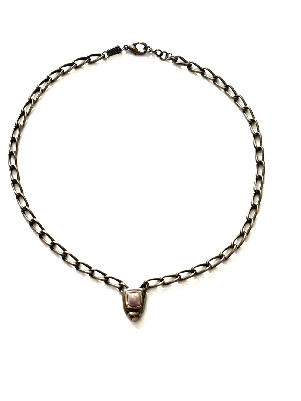 Vintage Karen Palmer Chameleon 90s Modernist Brutalist Shield Pendant Necklace